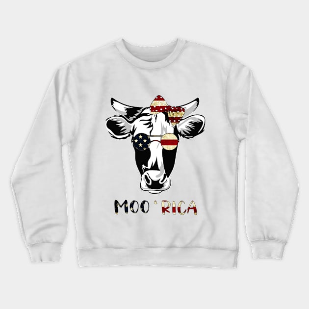 Patriotic Cow - Moo Rica Crewneck Sweatshirt by VikiShop